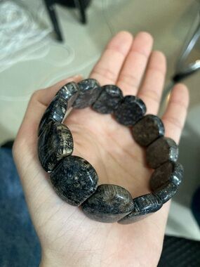 Dark Coral Stone Stretch Bracelet